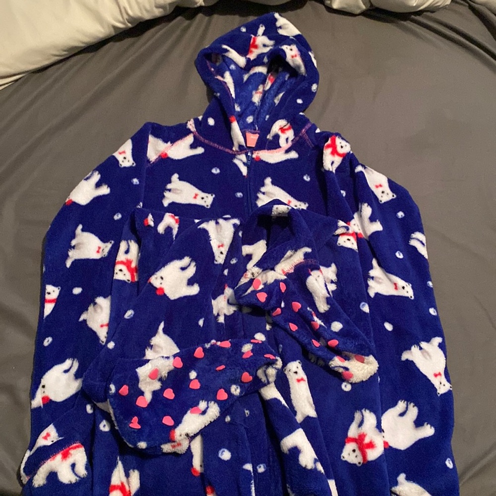 A blue polar bear onsie